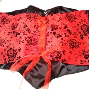 Handmade Corset GORGEOUS Red w/ Velvet Flowers